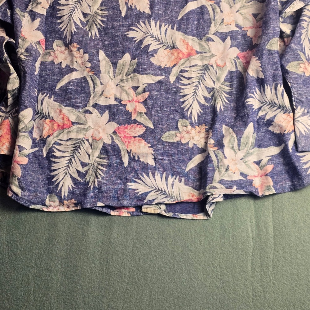 Tommy Bahama Barbados Breeze Stretch Linen Floral Shirt Blue Pink Mens 2XLB - Picture 14 of 16